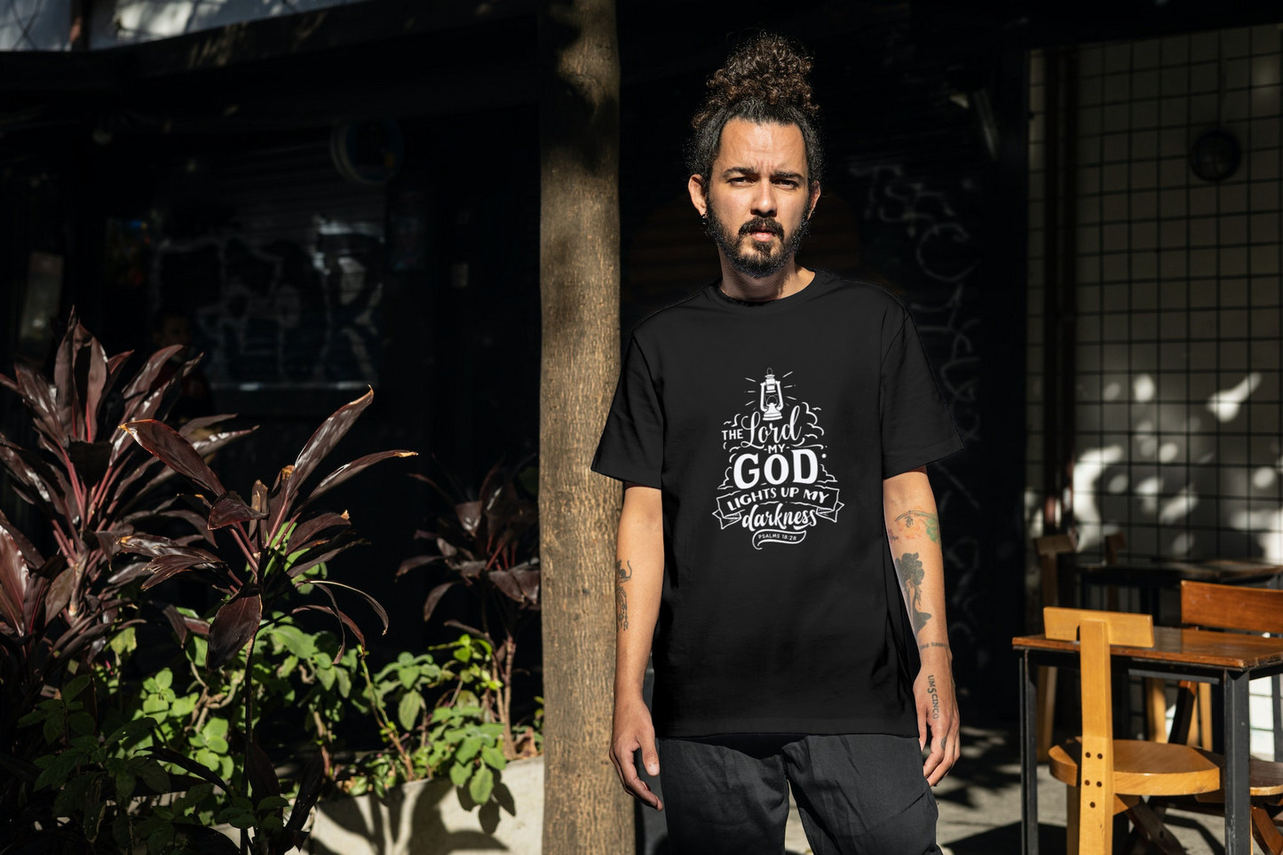 The Lord my God Lights up my Darkness Psalms 18:28 T-shirt